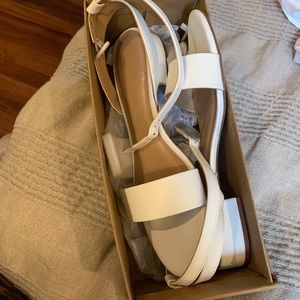 New in box: Ivory Low Block Heel Sandals w/ Ankle Strap